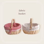 "即納"fabric basket[25~26cm] : ギンガムチェック レッド ナチュラル バスケット 籠   かご