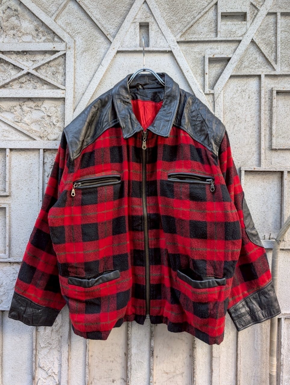 "LEATHER DOCKING WOOL JACKET"