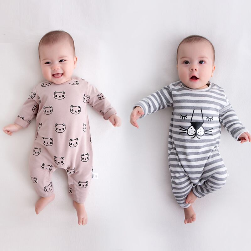生まれたばかりの赤ちゃんかわいい服春と秋3か月新生児ジャンプスーツ6長袖赤ちゃん這う服秋のロンパース Duduベイビー9482220
