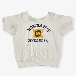 50s｜半袖スウェット｜MONDAMIN CONCORDIA カレッジプリント ラグラン｜ボロ