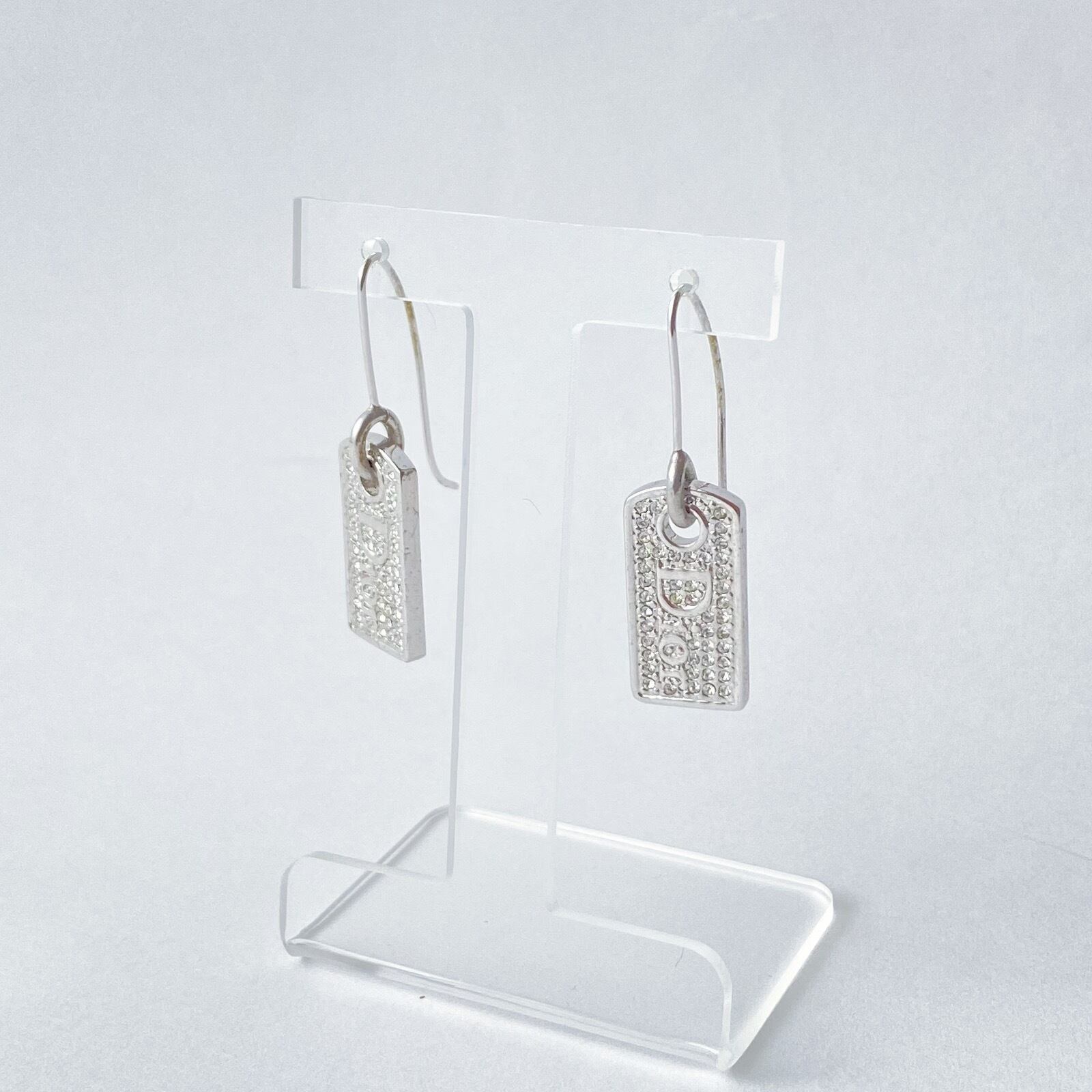 E5093】Christian Dior logo rhinestone pierce/クリスチャン