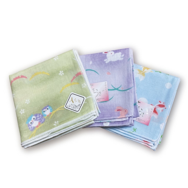 ガーゼハンカチ いきもの3枚セット 日本製