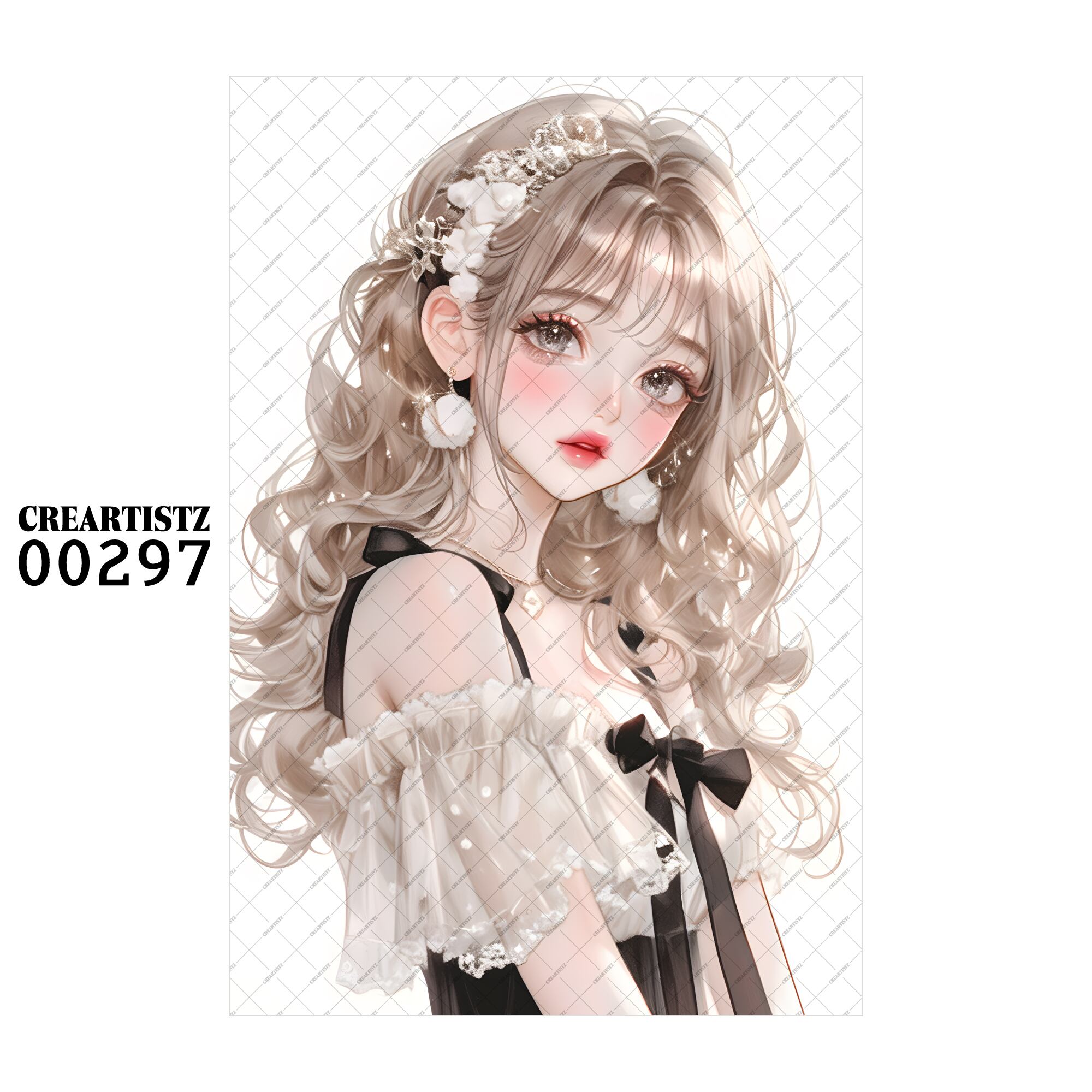 00297 ガール キュート オリジナル ペーパー/ステッカー 4枚セット CREARTISTZ