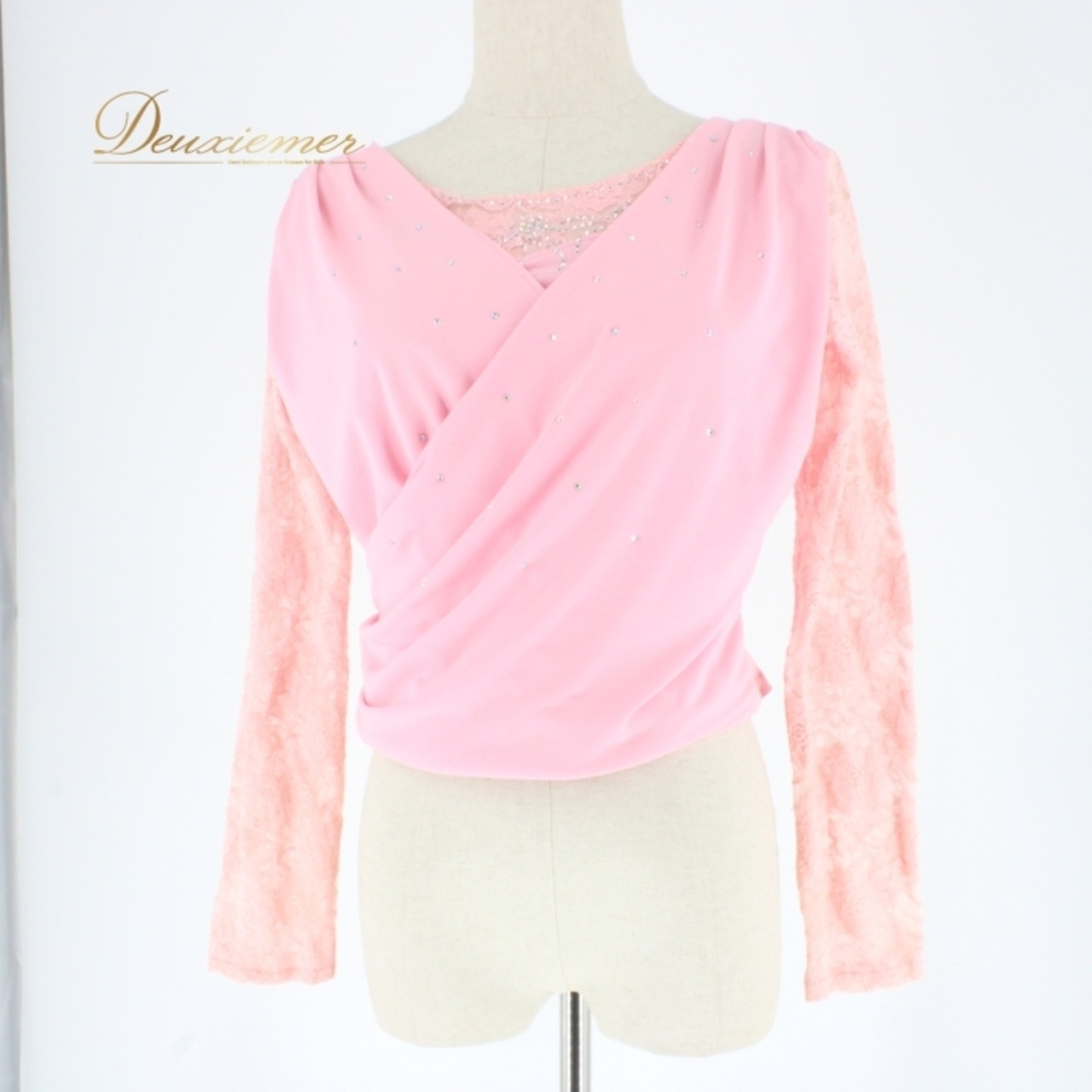 社交ダンス 衣装 スタンダード トップス レッスンウェア レディース ラインストーン ピンク系 花柄 レース 長袖 練習着 フェミニン かわいい 春色 パーティー フォーマル 薄手 伸縮性 おしゃれ トレーニング 体型カバー 華やか 上品 スイングダンス 発表会 お手入れ簡単 スタイルアップ