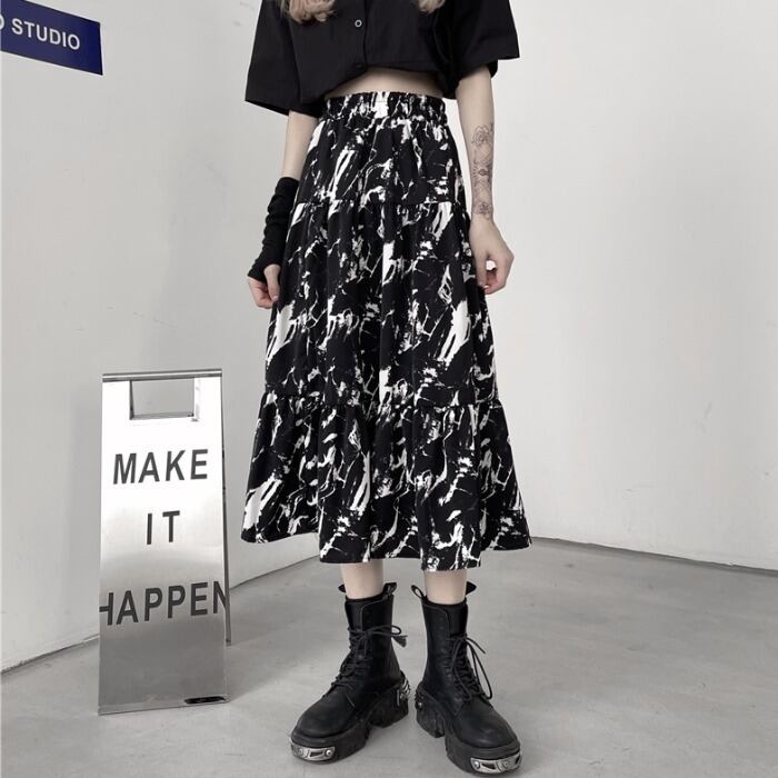 カジュアルスカート サマースタンダードAラインスタイルプリーツ レトロ ストリート 夏物 ケッペル48339753575