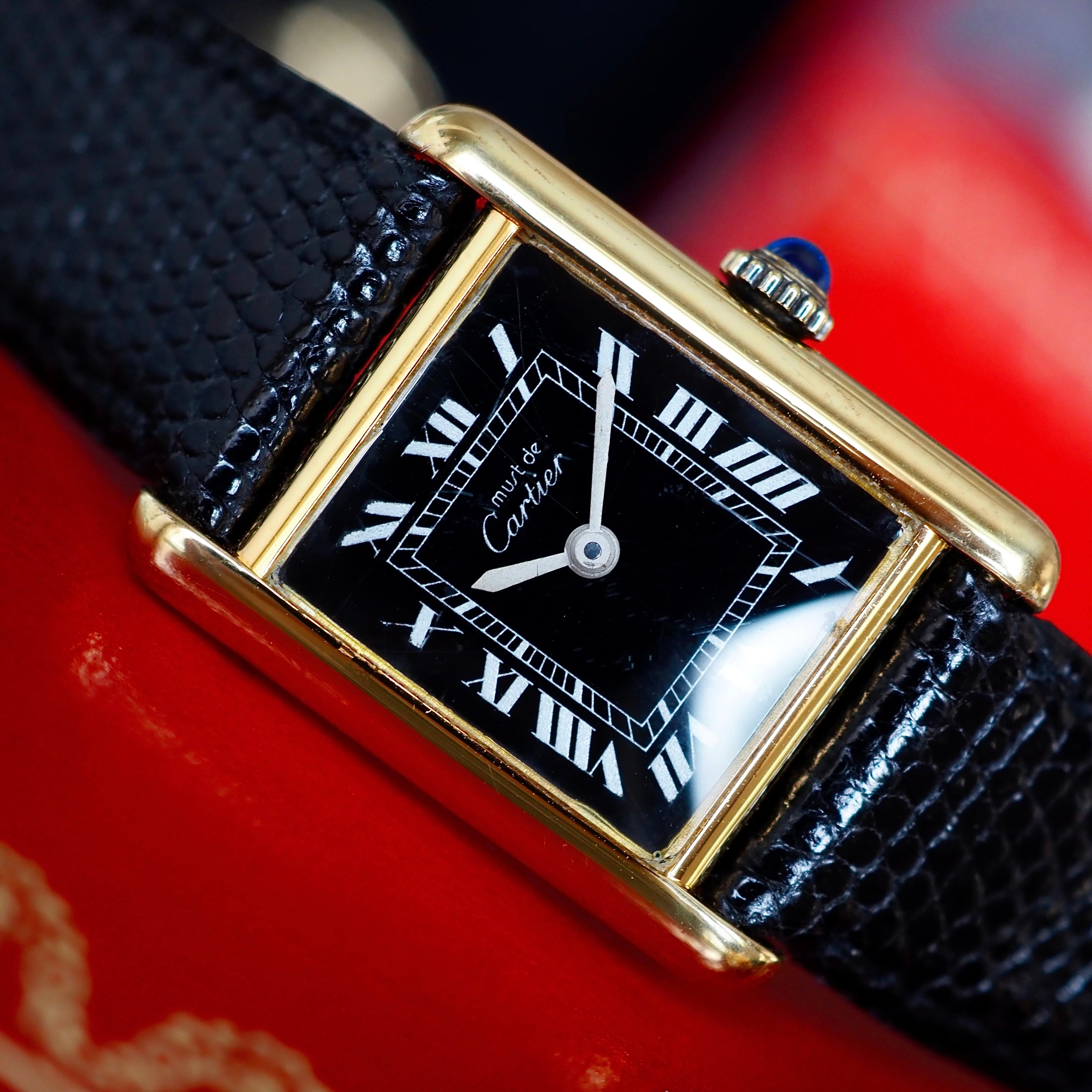 OH済 希少 Cartier カルティエ マストタンク ブラックローマン SM