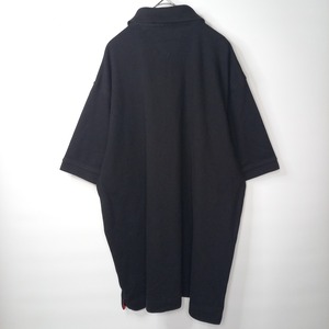 トミーヒルフィガー　ポロシャツ　半袖　オーバーサイズ　無地　刺繍ロゴ　黒