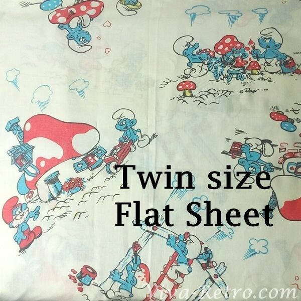 【ビンテージシーツ】スマーフ 白地 カナダ柄 レア!