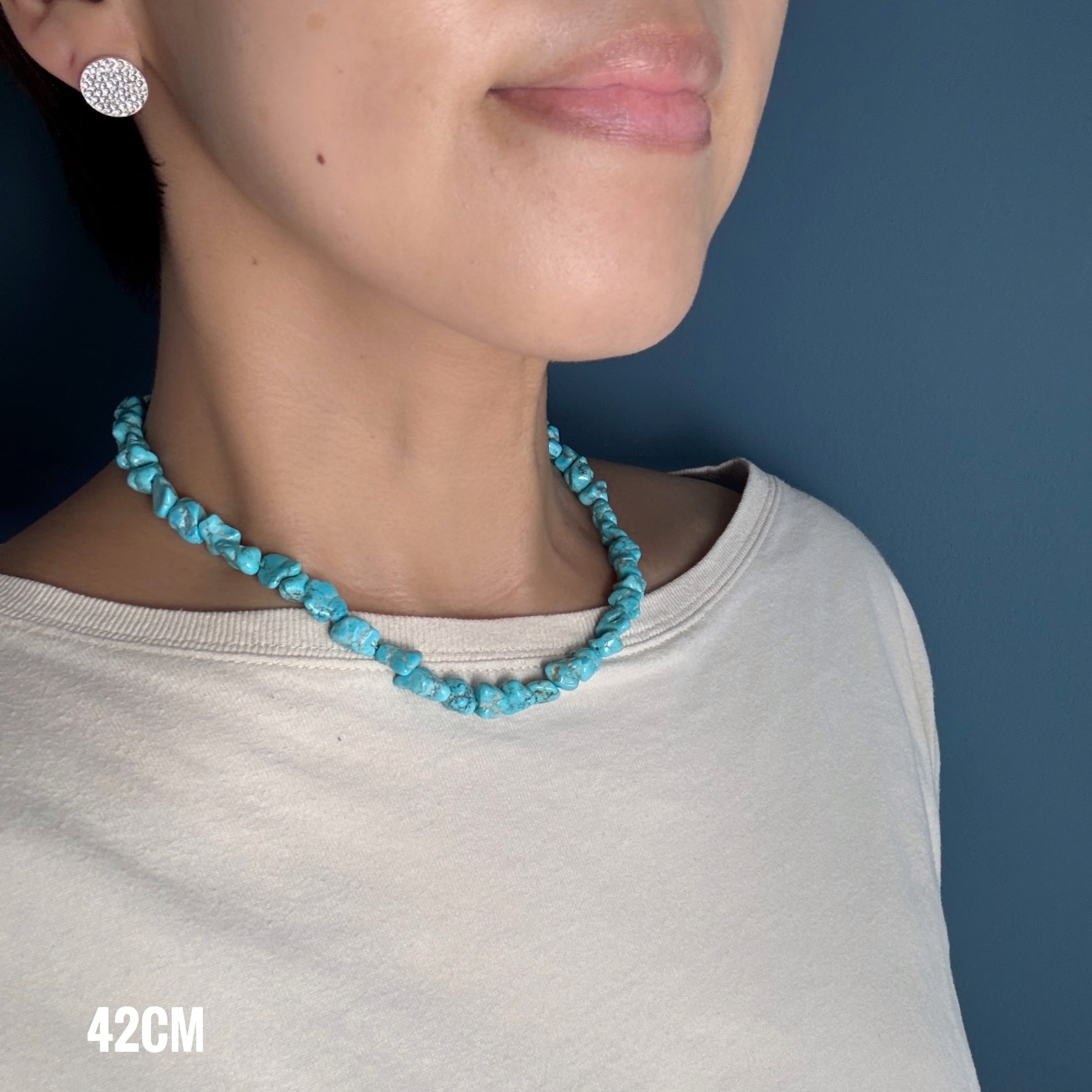 Indian Jewelry》【一点物】大粒 ラフカット ターコイズ ネックレス