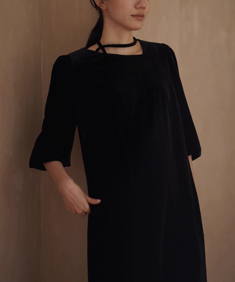 アシンメトリー◆ベルベットワンピース【w-30095】