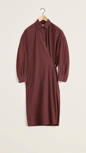 LEMAIRE -Straight Collar Twisted Dress(LIGHT GARMENT DYED COTTON)-:COCOA BEAN,