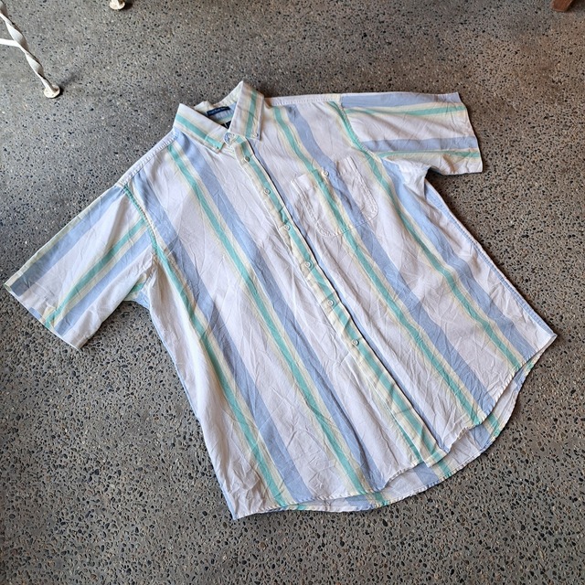 TOWNCRAFT 半袖ストライプボタンダウンシャツ used [406002]