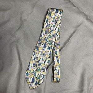 LANDS' END    ネクタイ　黄　ヨット柄　古着　メンズ　レディース