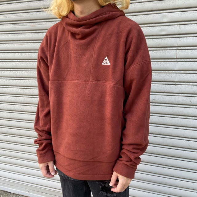 新品　NIKEACG ナイキ　フリースパーカー　ポーラテック　赤系　L