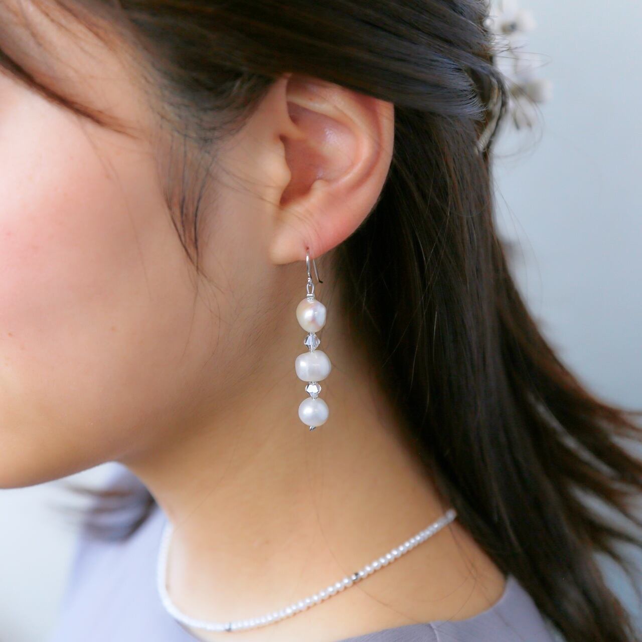 淡水パール バロック 3連フックピアス | 株式会社SAMURAI PEARL