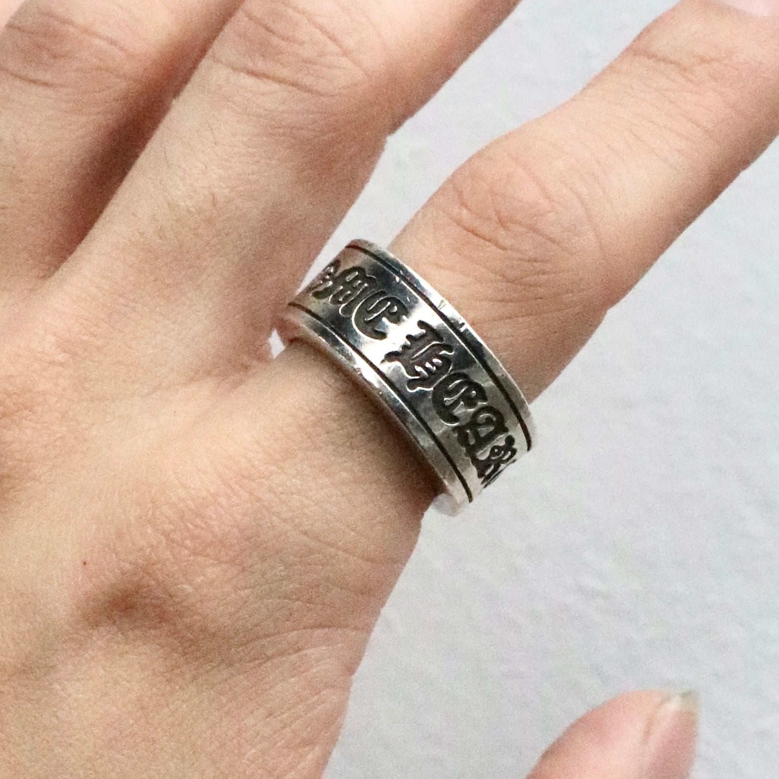 CHROME HEARTS 約22号 スクロールラベルリング シルバー925 クロム  