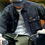 Nep Tweed Material Oversized Drop Shoulder Work Jacket ◇H0251