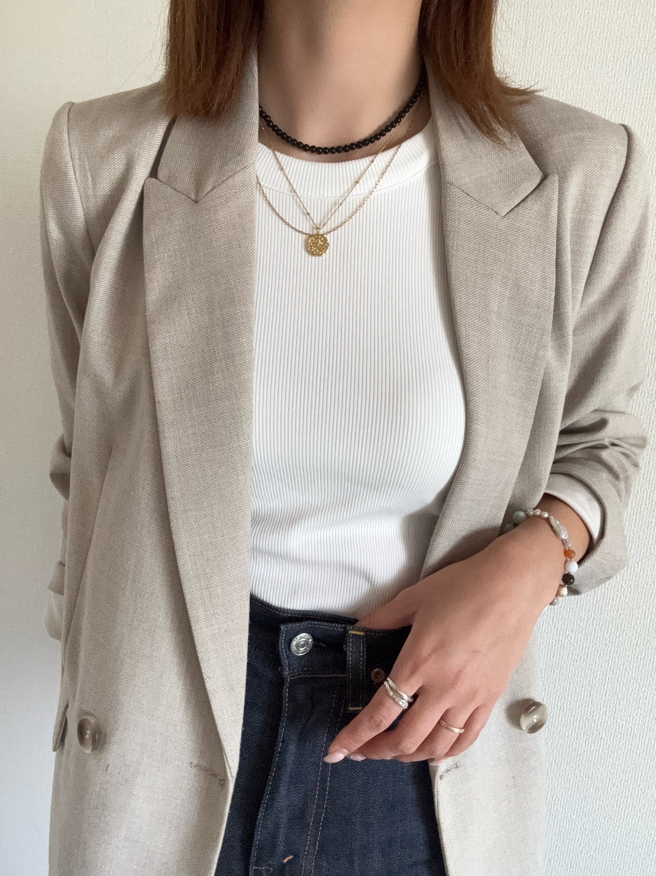 Obsidian Choker Necklace［BZN39-BK］