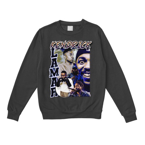 KENDRICK LAMAR.Crewneck sweat (black/white)