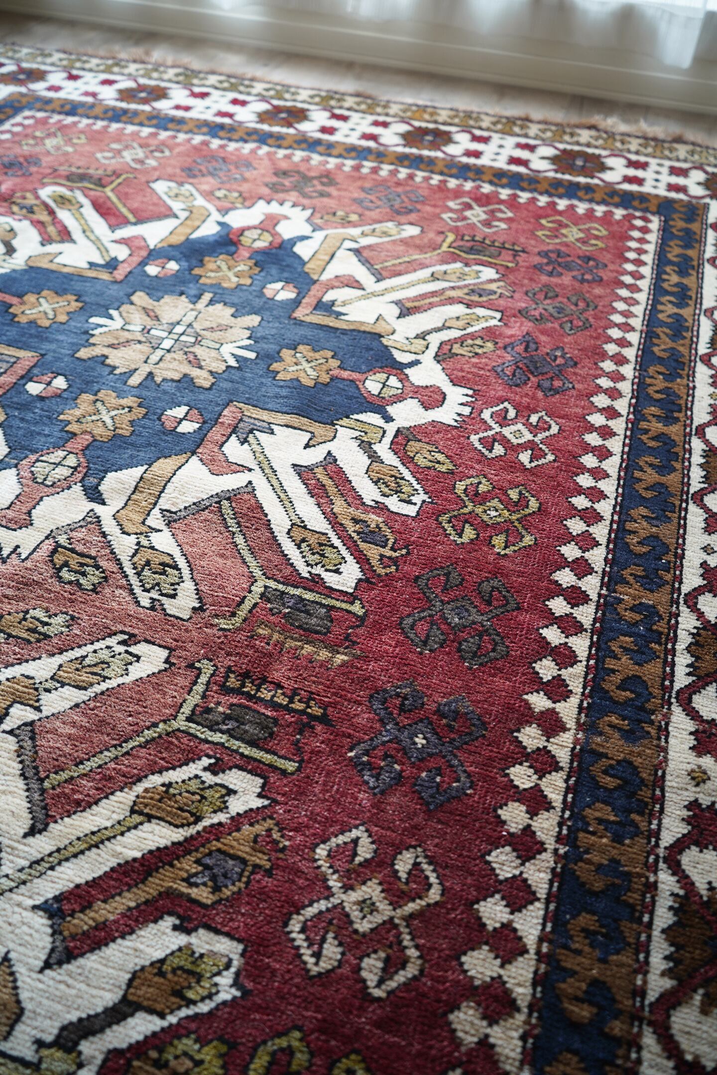 219】Vintage Caucasian Eagle Kazak Rug 1950's - 1960's
