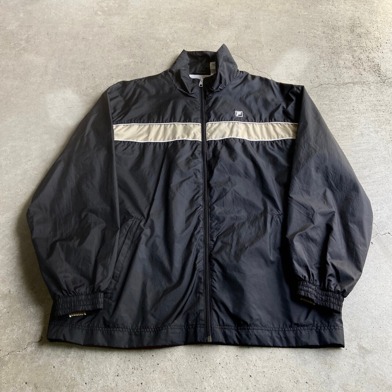 古着 デカロゴ フィラ ナイロンジャケット ブラック レッド L-875 メンズ