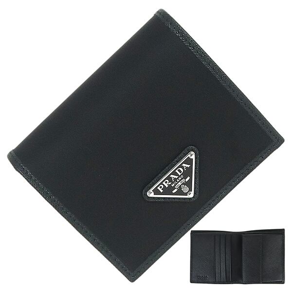 New PRADA プラダ Re-Nylon × サフィアーノレザー 二つ折り財布 2MO008 ブラック 新品