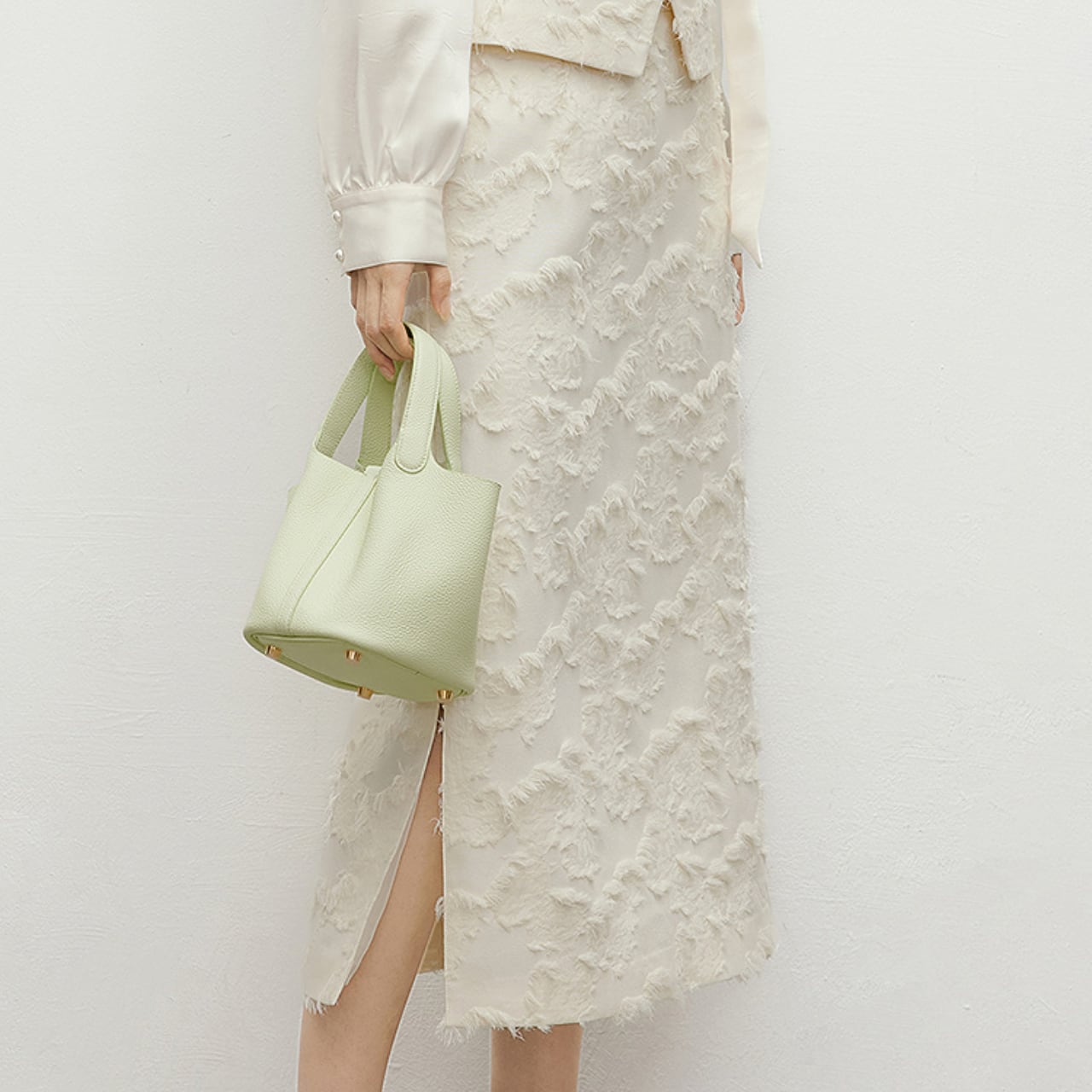 Fringe side slit skirt S605