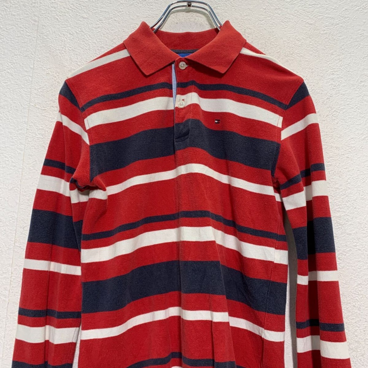 TOMMY HILFIGER 長袖 ボーダーポロシャツ S 120〜 キッズ レッド 
