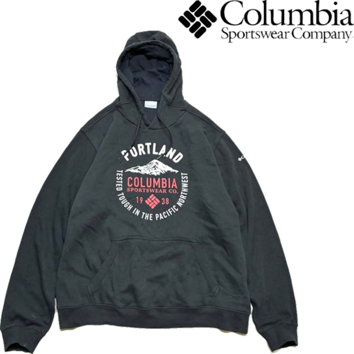 1点物◇コロンビアColumbia黒スウェットパーカー古着メンズXL 