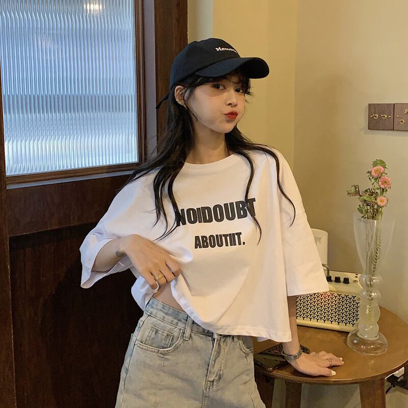 スタイルホワイトショートトップス サマーTシャツ 夏物 試着室46278949529