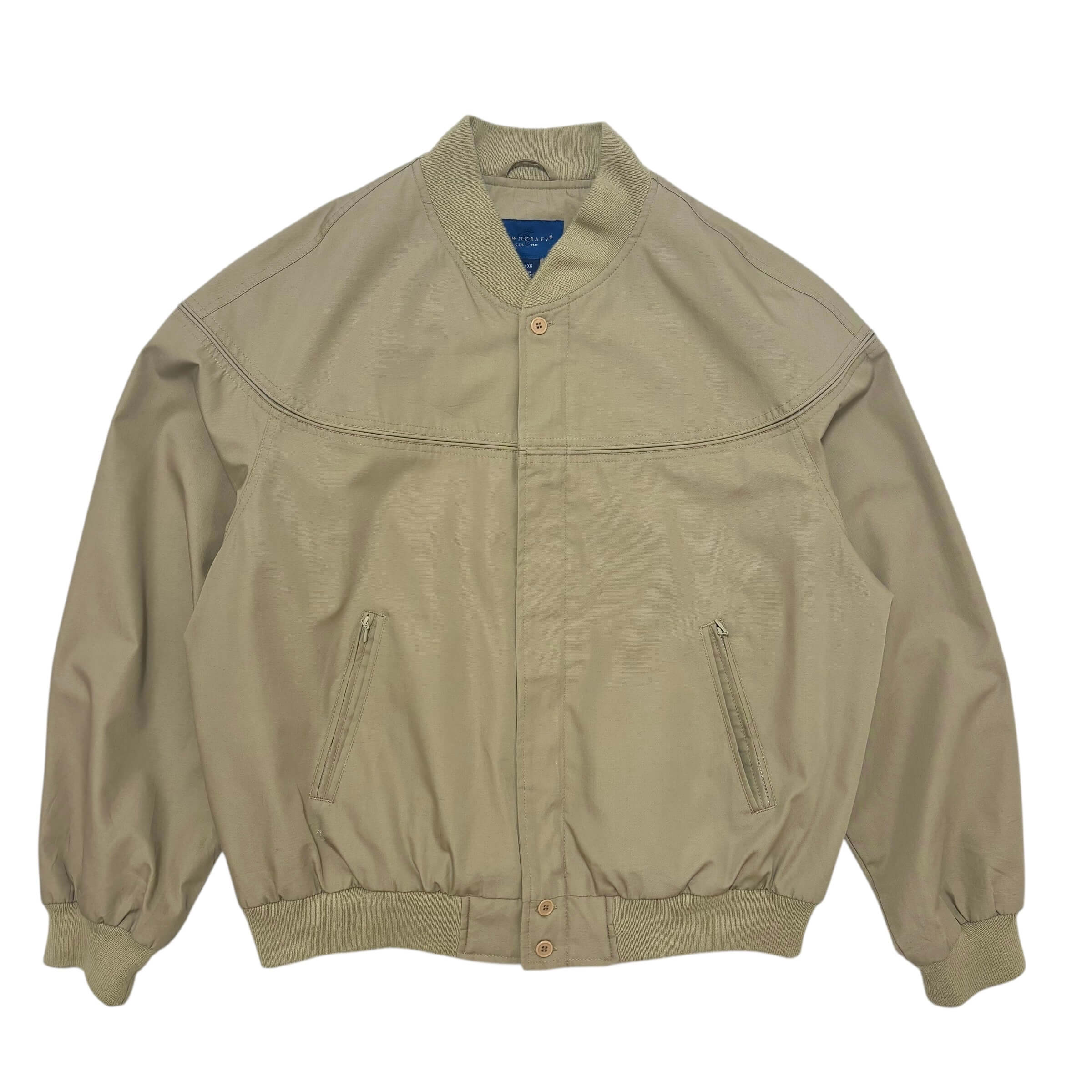 古着 タウンクラフト TOWN CRAFT ダービージャケット カップショルダージャケット クリーニング済み 90s メンズXL ベージュ