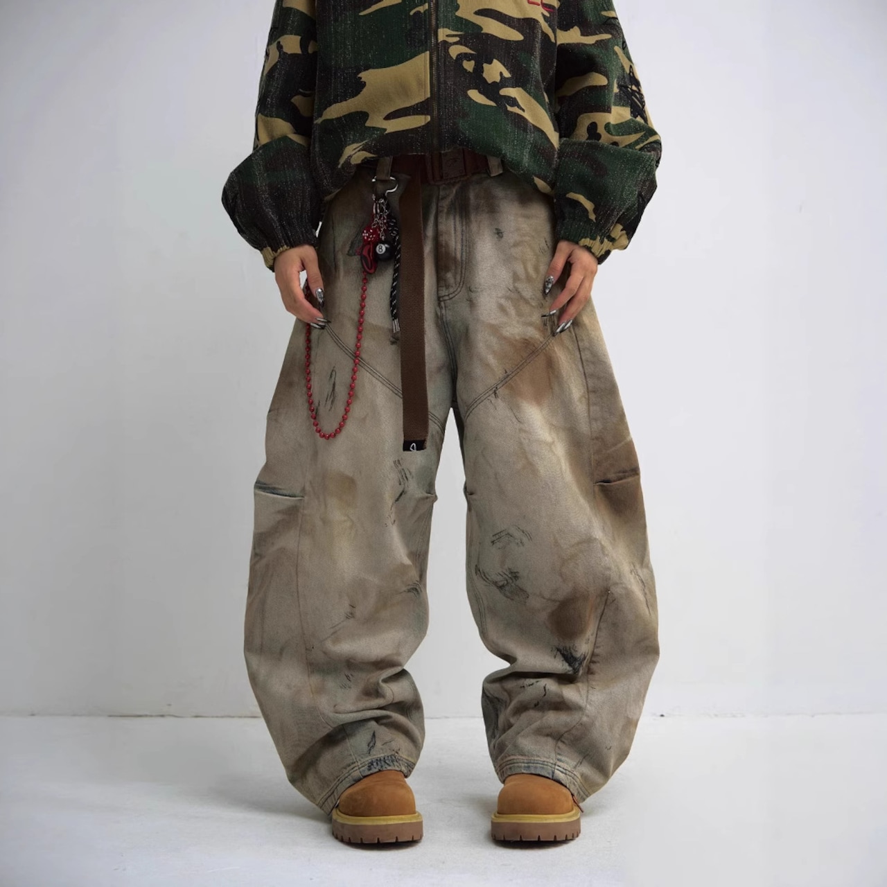 ヴィンテージウォッシュ ワイドデニムパンツ