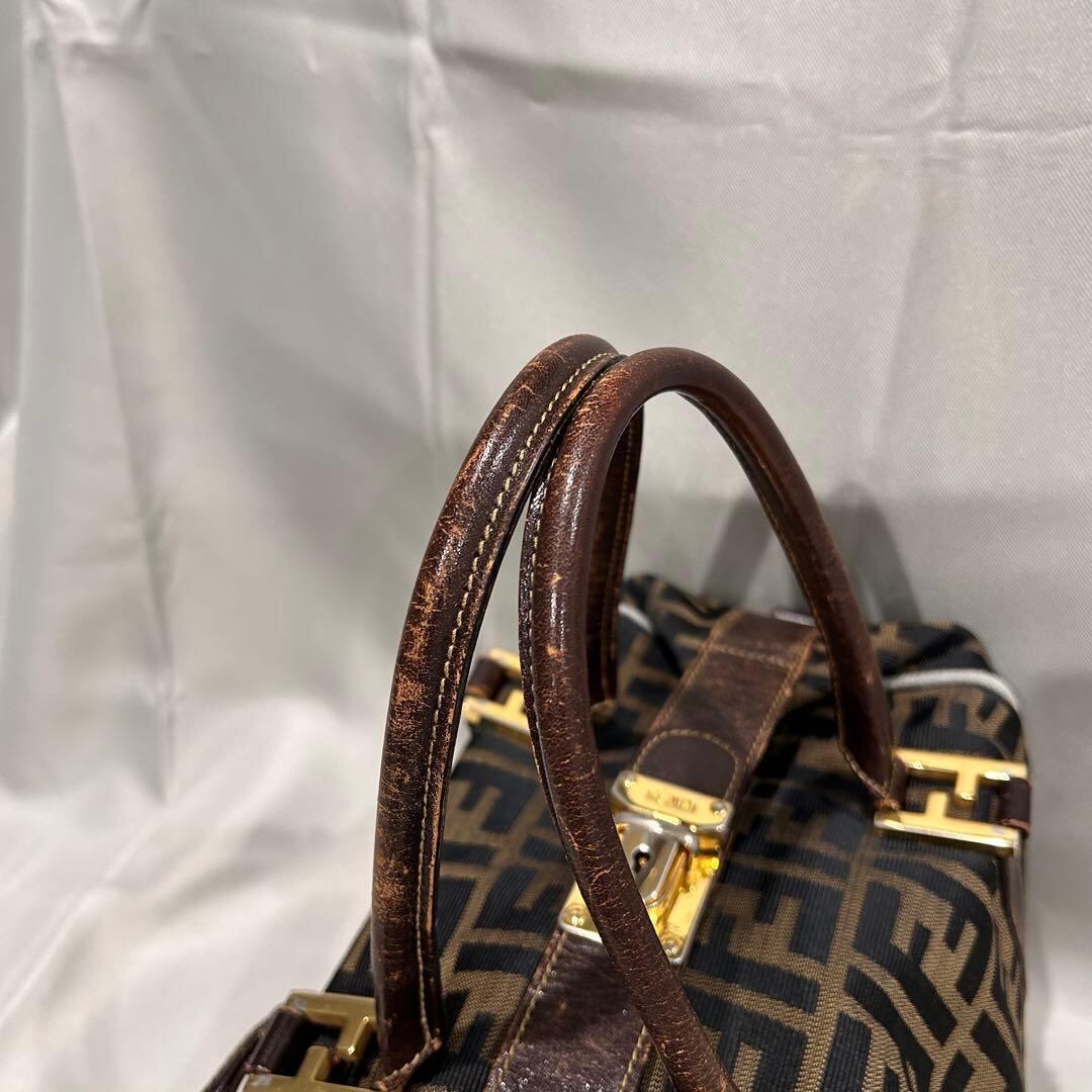 FENDI フェンディ ズッカ柄 ミニボストン ハンドバッグ レディース