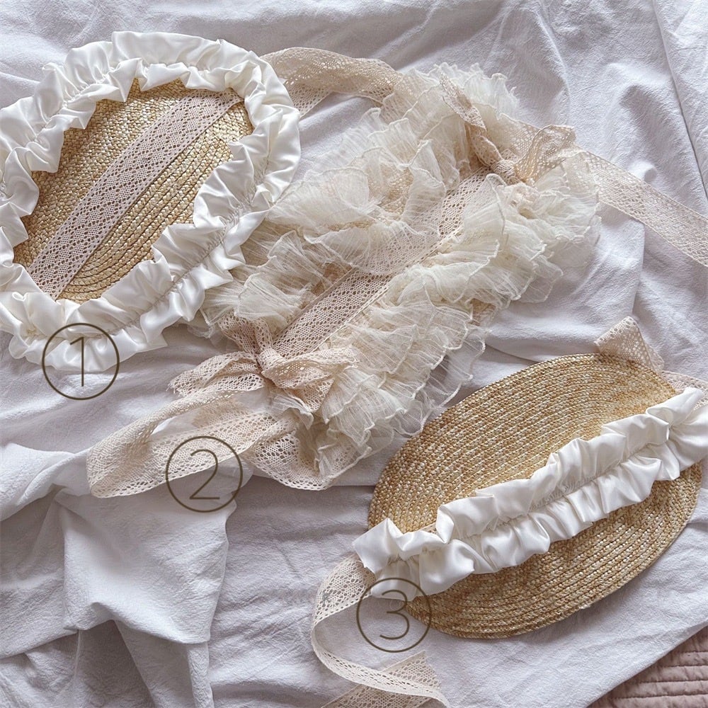 【値下げ】ピンク色が可愛い♡麦わらボンネット 即納】麦わらボンネット | yumyumyummy