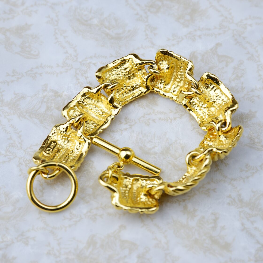 AK刻印 市松 ゴールド系 ブレスレット ビンテージアクセサリー コスチュームジュエリー アンティーク antique vintage レトロ