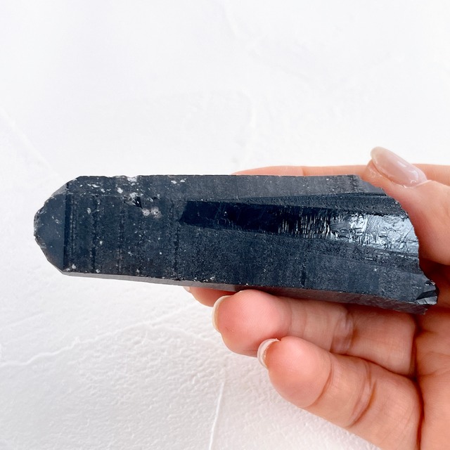 チベット産モリオンB・原石・70g ✧麻ポーチ付き✧黒水晶ポイント