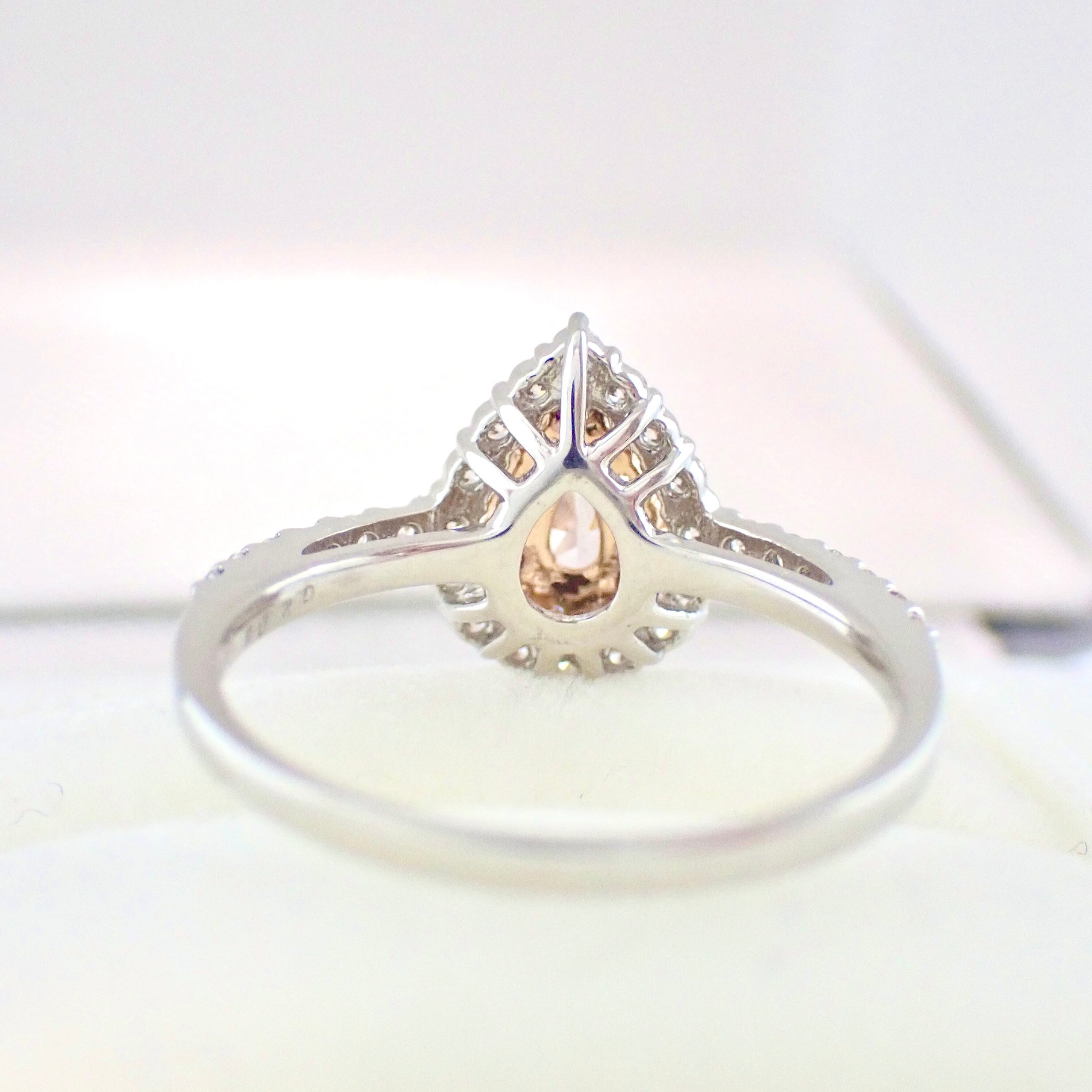 0.208ct Pear Shaped Fancy Light Purple Pink Diamond Ring