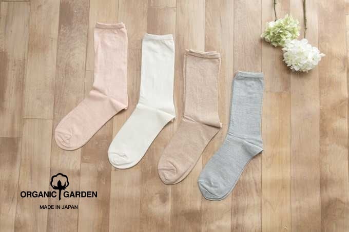 オーガニックガーデン ORGANIC GARDEN ソックス Or006 8188-22 靴下 レディース 薄手 日本製 オーガニックコットン プレゼント ギフト 生成 ピンク ブラウン グレー