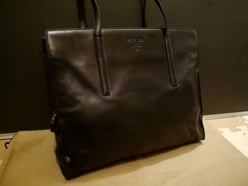 レア◆PRADA プラダ ビジネス可 オールレザー トート バッグ◆