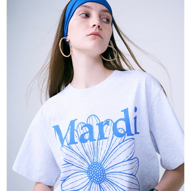 [MARDI MERCREDI] TSHIRT FLOWERMARDI_HEATHER BLUE 正規品  韓国 ブランド 韓国ファッション 韓国代行 Tシャツ