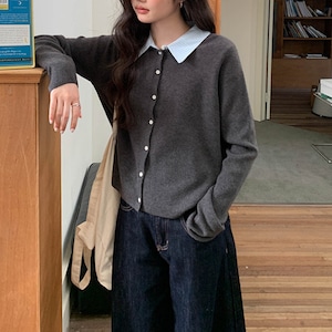 layered collar cardigan