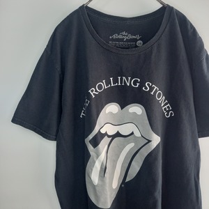 ローリングストーンズ　クルーネック　Tシャツ　半袖　バンドT　ビッグロゴ　黒　L