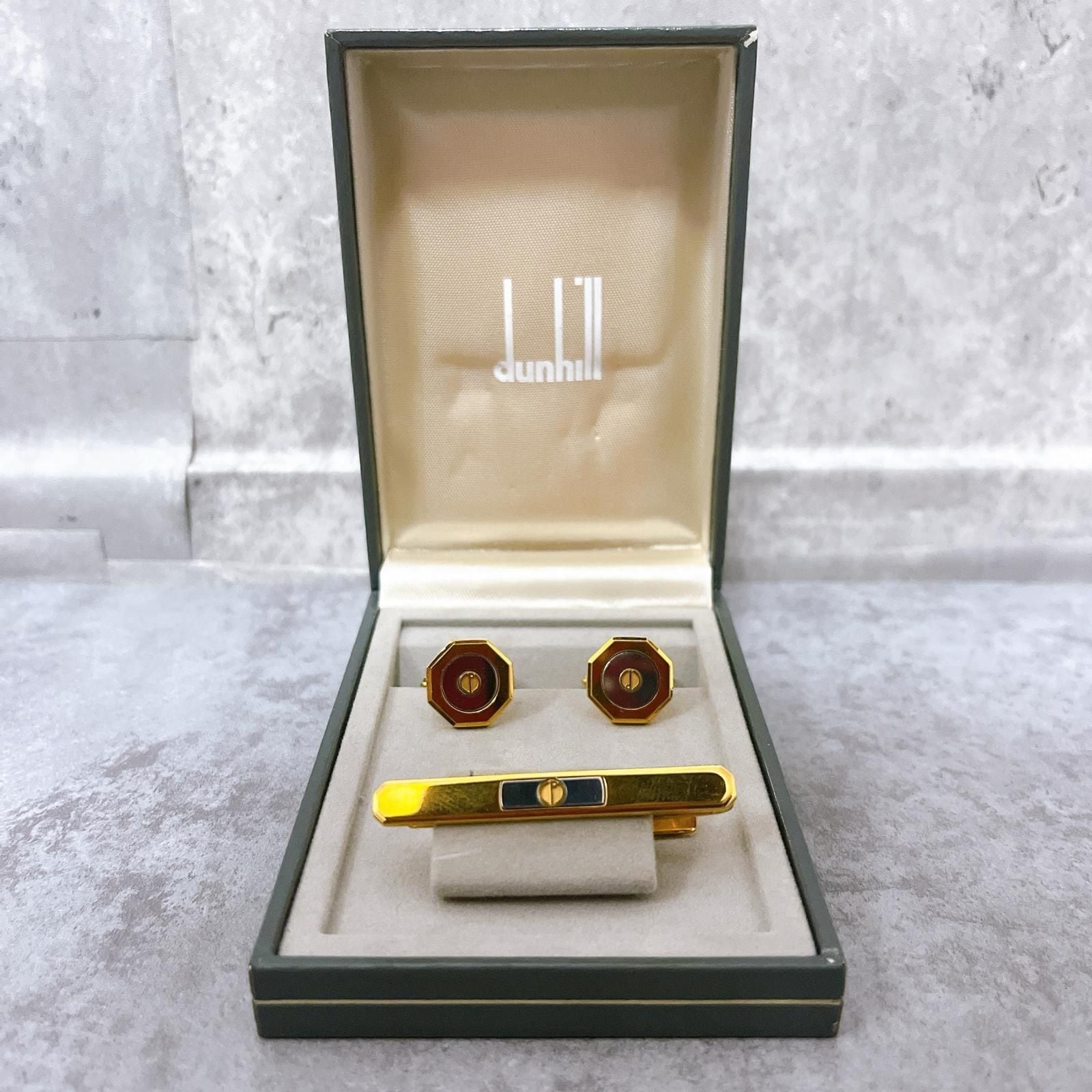 dunhill】ダンヒル 箱付き カフス＆タイピンセット ゴールド メンズ