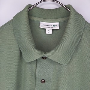 ラコステ　ポロシャツ　半袖　シェルボタン　刺繍ロゴ　無地　ユーロ古着　ミリタリー