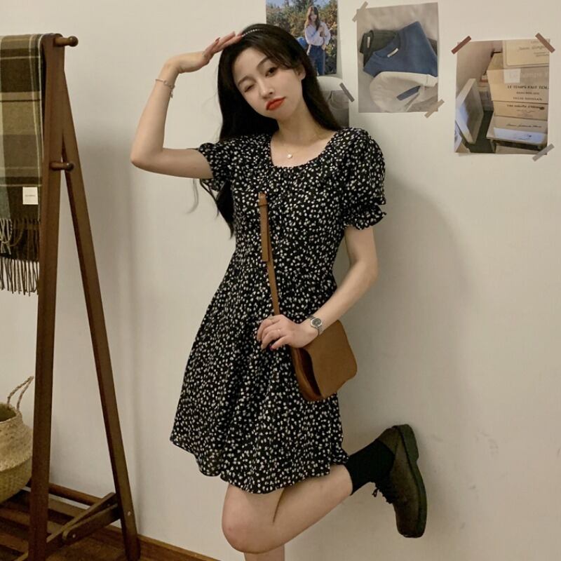 ドレス サマースタンダードフローラルスカート ハイウェストウェスト薄手 レトロ 夏物 花柄 1号婦人73522419826