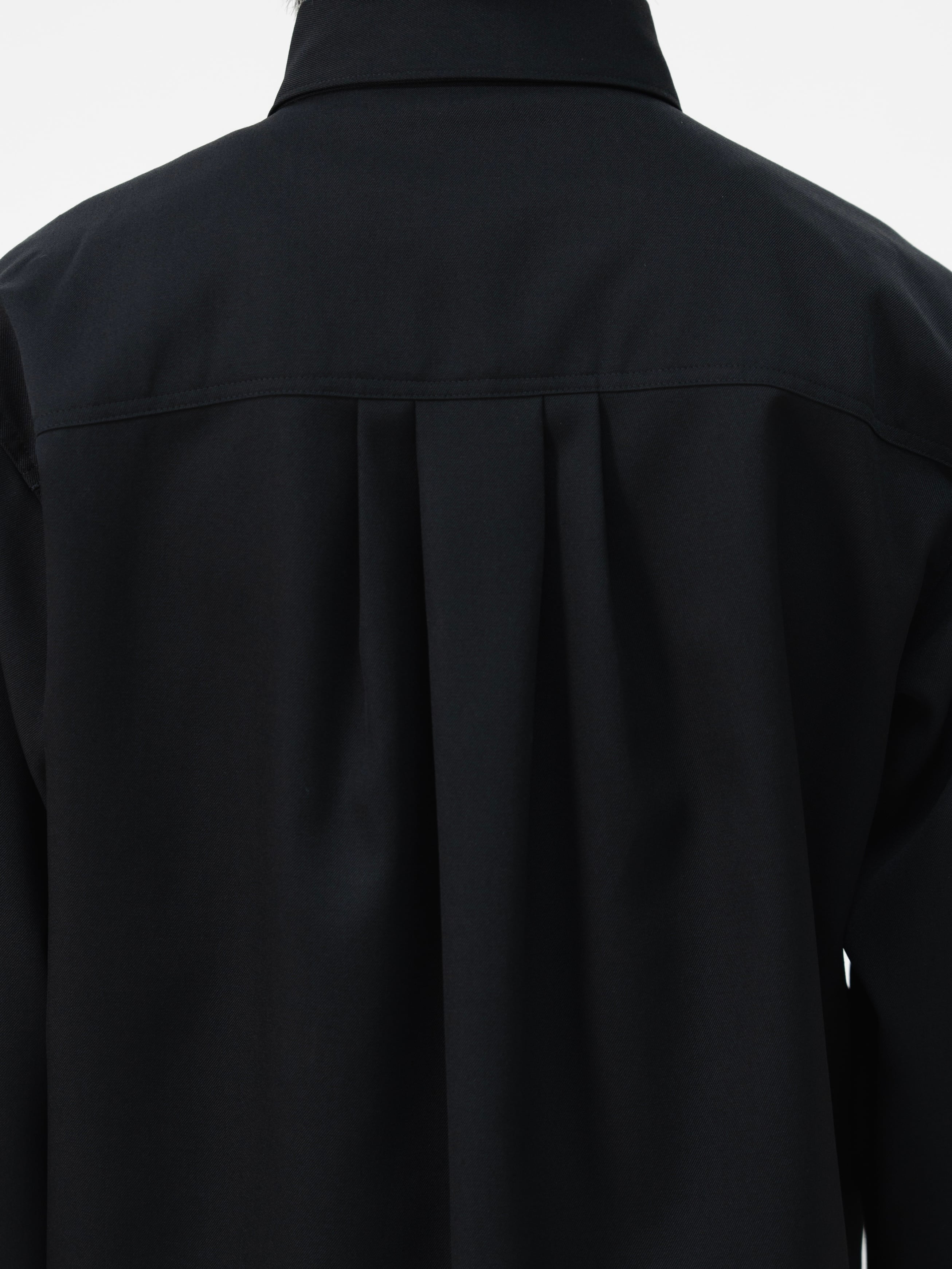 HEAVY WOOL GABARDINE SHORT SHIRT JACKET【BLACK】 | lapiis