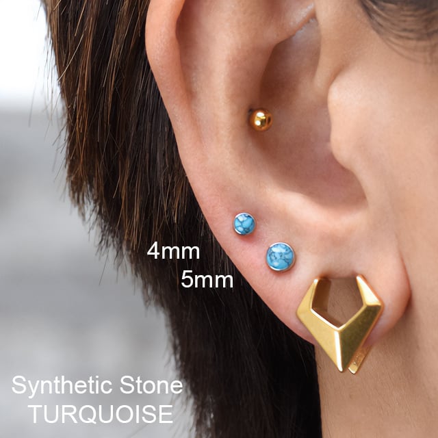 金属アレルギー対応 ターコイズ 18G 16G 14G チタンピアス インター
