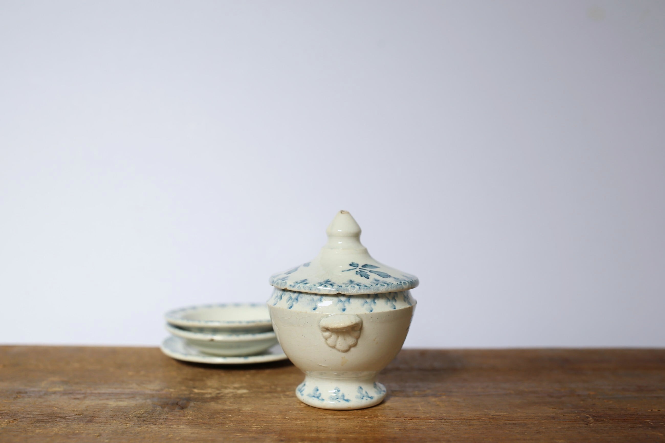 フランス アンティーク 陶器 dinette ままごと用 4点セット (スー