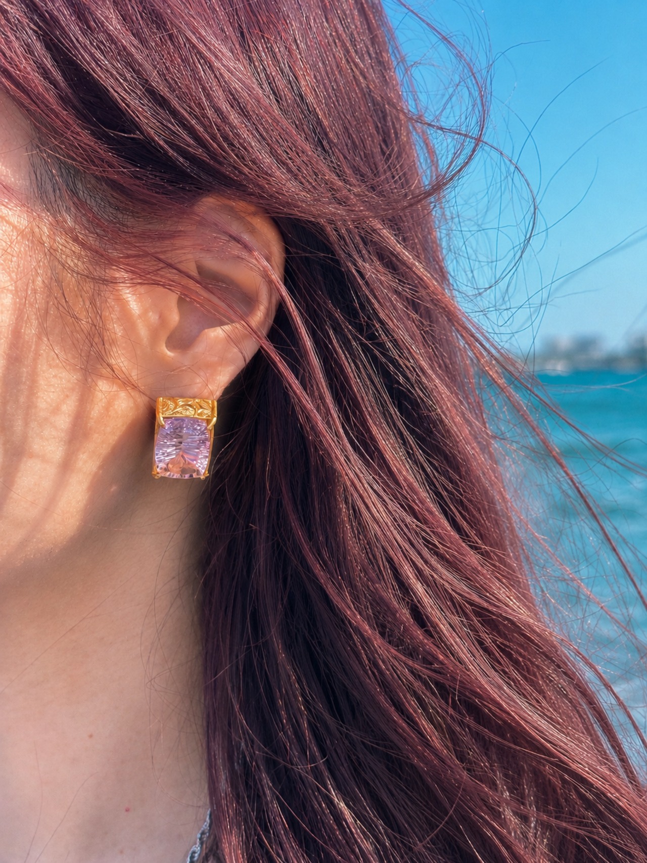 Gemstone Earrings -Citrine / Silver-