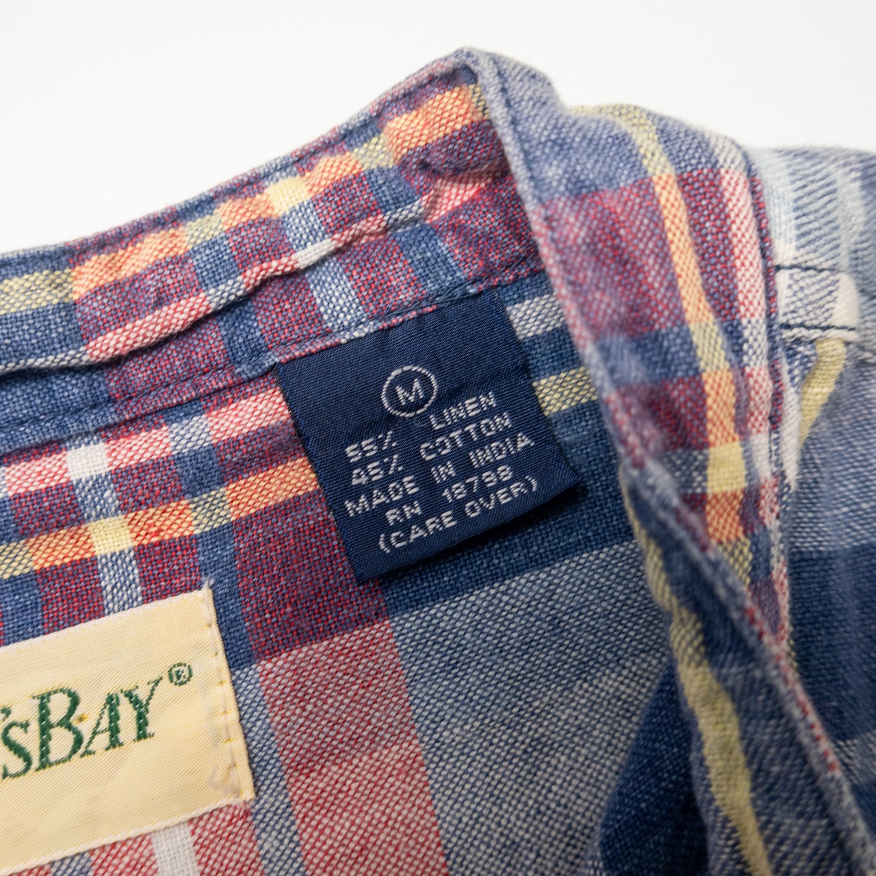 1990’s St. John’s Bay cotton linen band collar shirt